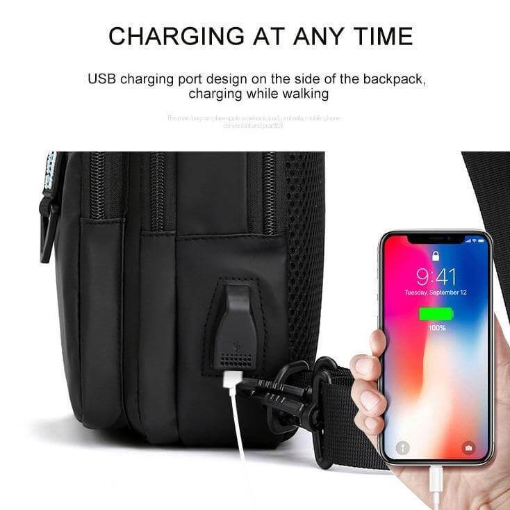 Waterproof USB Cross Body Shoulder Bag - MaviGadget