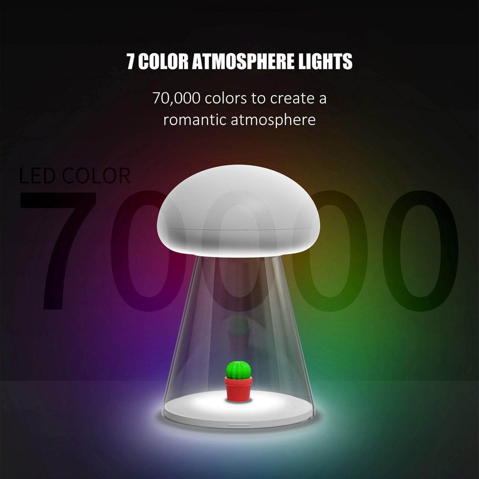 Rechargeable White Cactus USB Mushroom Night Lamp - MaviGadget
