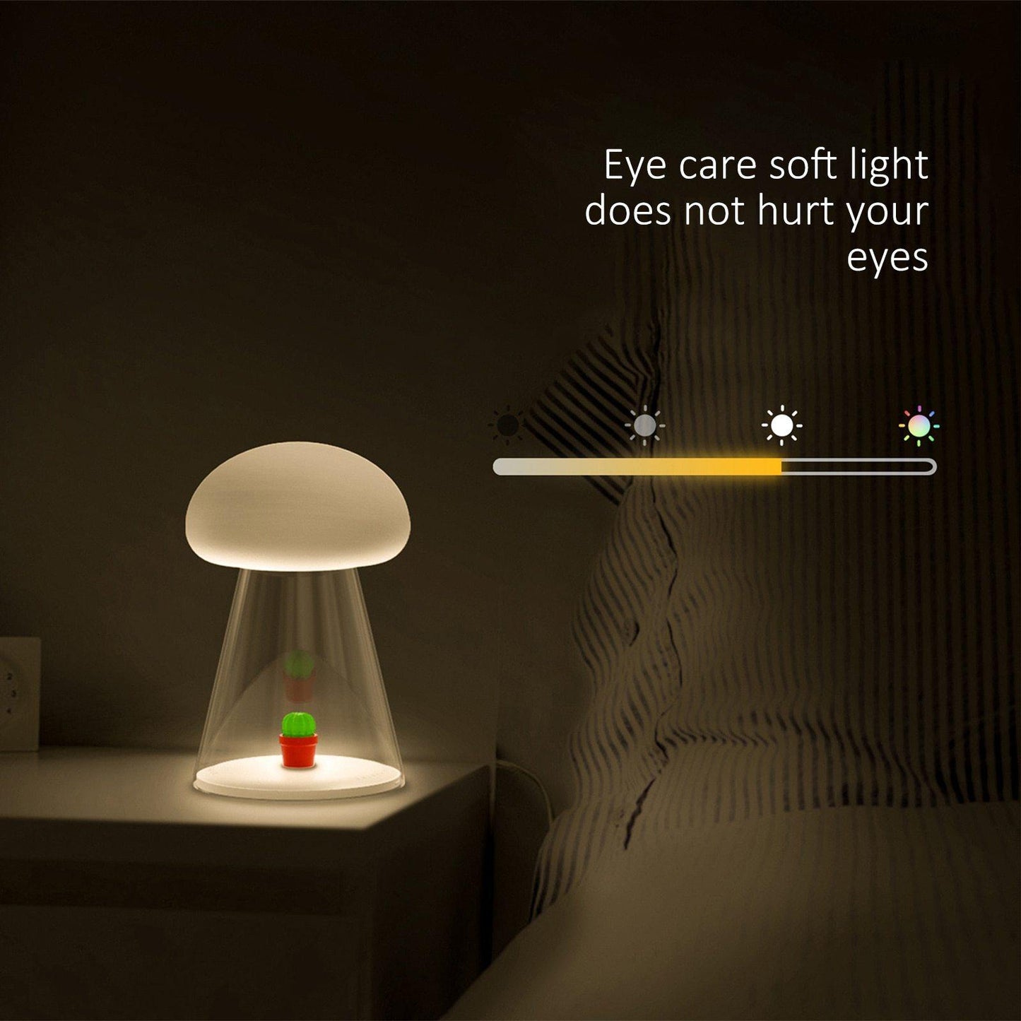 Rechargeable White Cactus USB Mushroom Night Lamp - MaviGadget