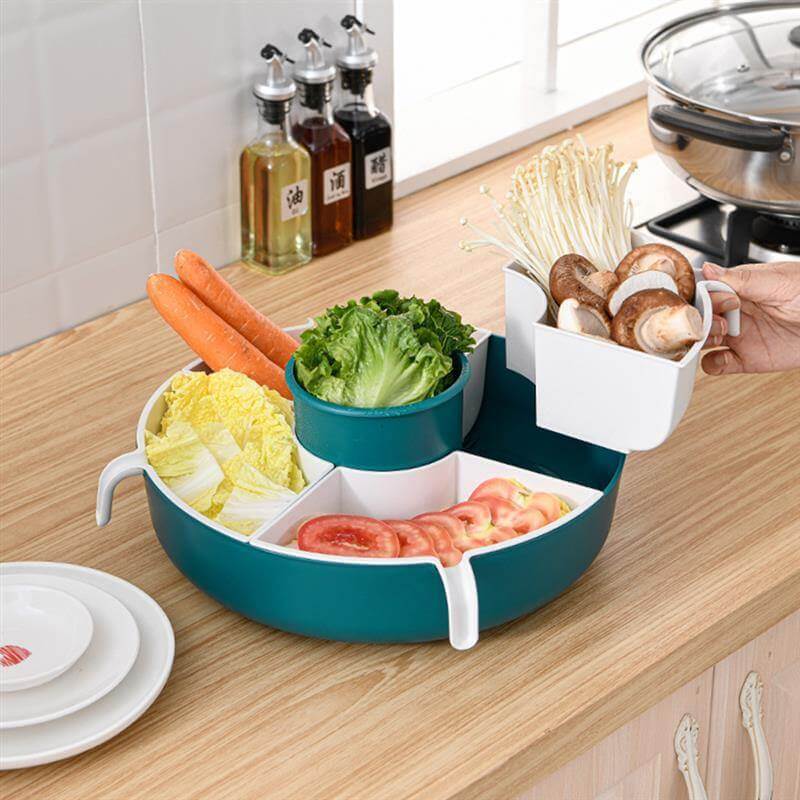 Rotatable Vegetable Drain Basket Serving Tray - MaviGadget
