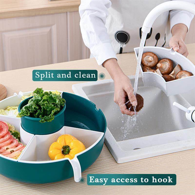 Rotatable Vegetable Drain Basket Serving Tray - MaviGadget