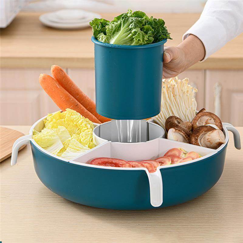 Rotatable Vegetable Drain Basket Serving Tray - MaviGadget
