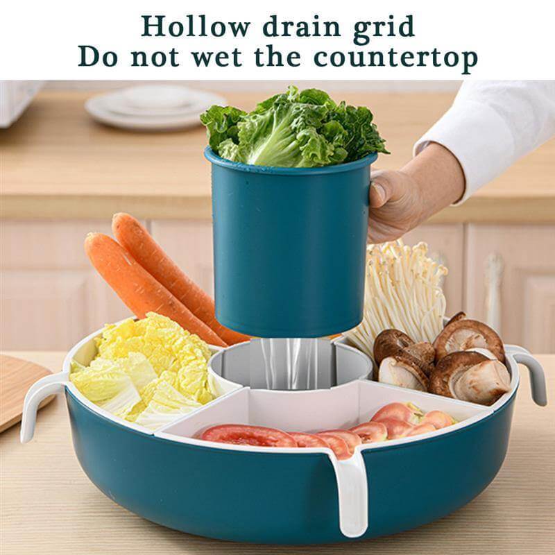 Rotatable Vegetable Drain Basket Serving Tray - MaviGadget