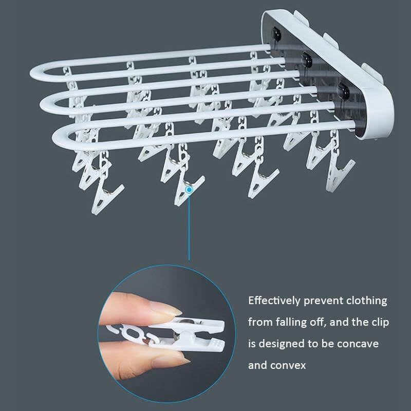 Wall-Mounted Folding Easy Drying Sock Hanger Rack - MaviGadget