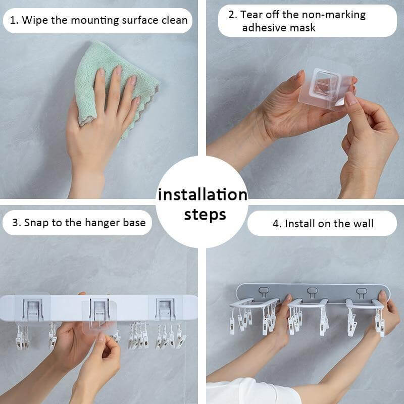 Wall-Mounted Folding Easy Drying Sock Hanger Rack - MaviGadget