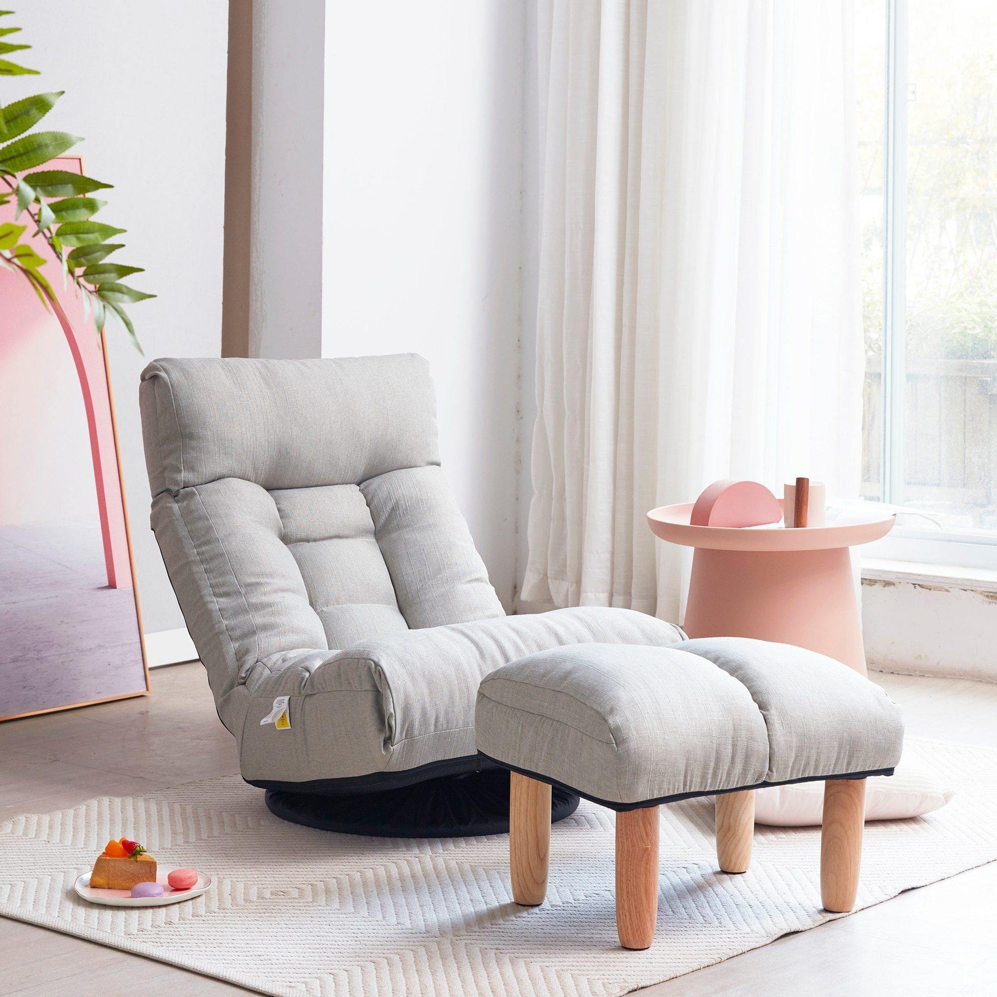 Multi-Functional Reclining Single Floor Chair with Ottoman - MaviGadget