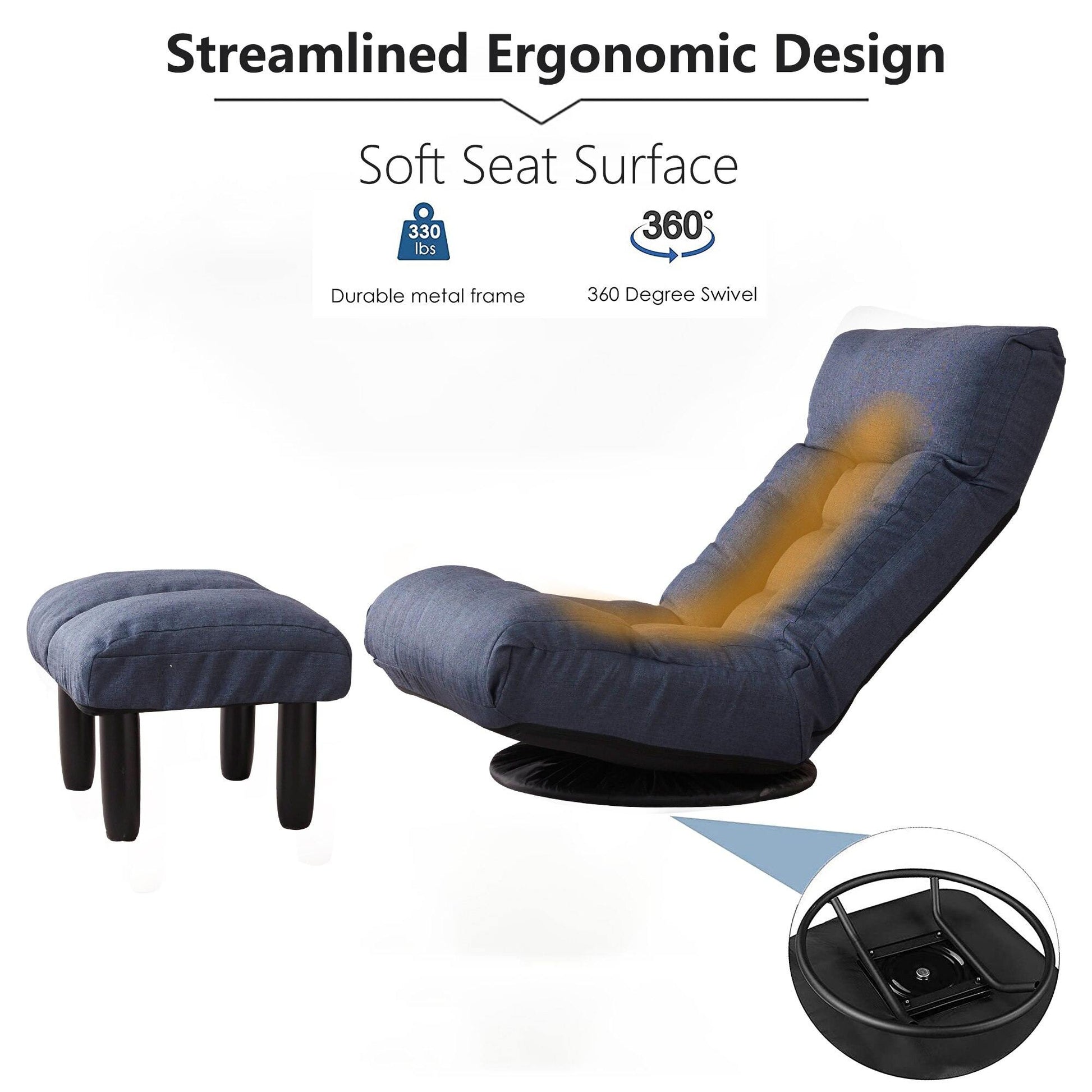 Multi-Functional Reclining Single Floor Chair with Ottoman - MaviGadget