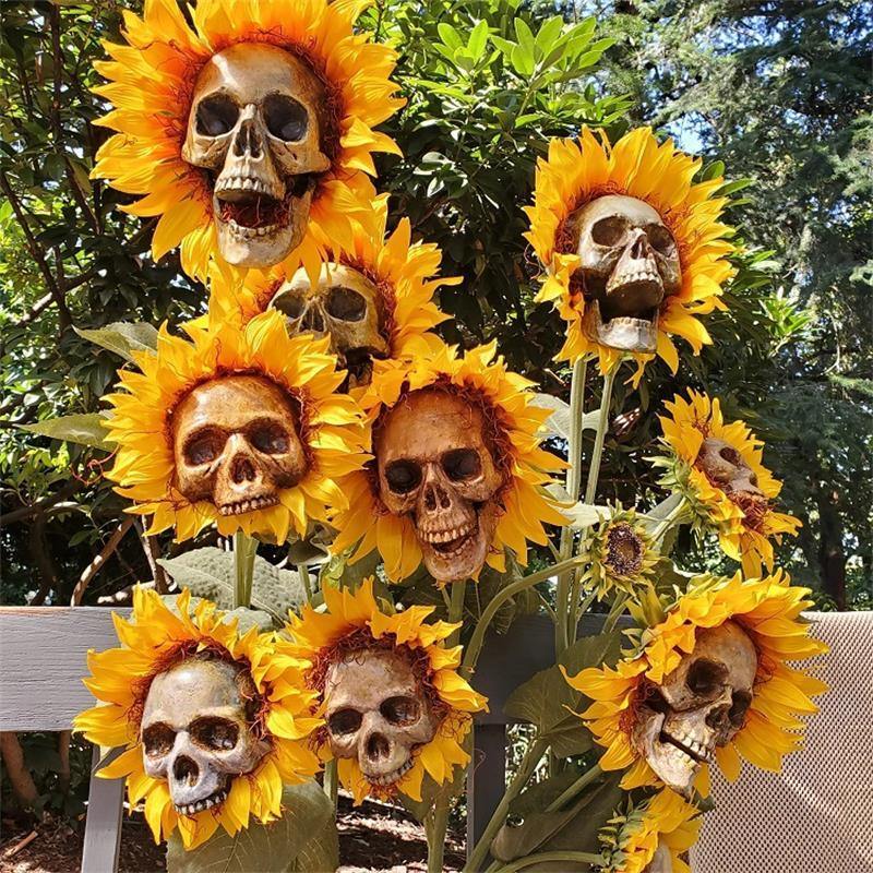 Halloween Scary Sunflower Skull - MaviGadget