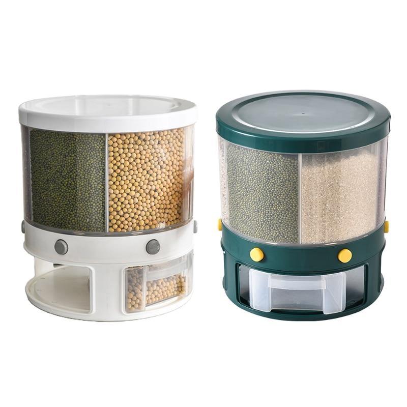 6 Grid Rotating Rice Storage Box Dispenser - MaviGadget