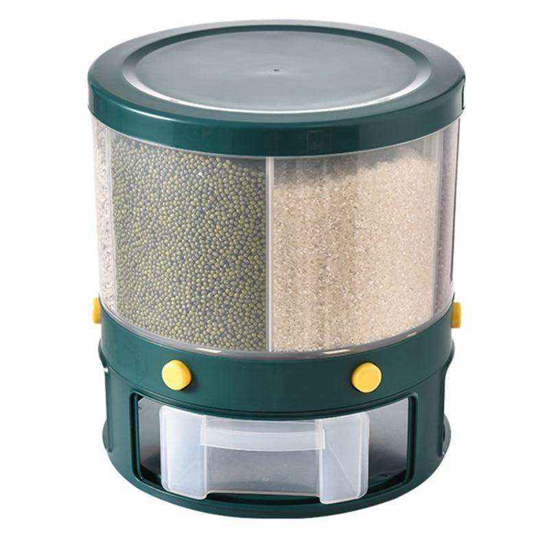 6 Grid Rotating Rice Storage Box Dispenser - MaviGadget