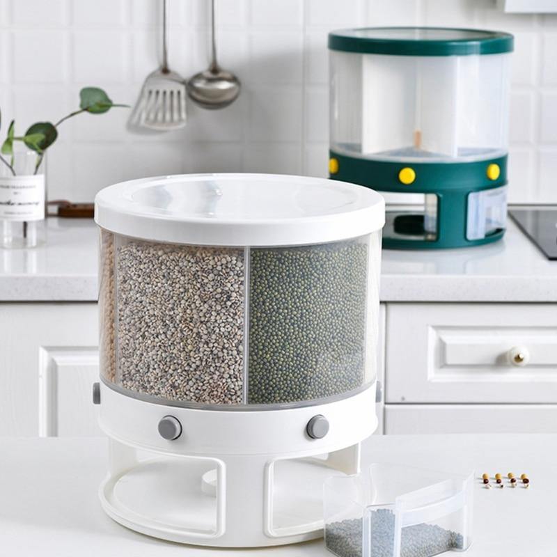 6 Grid Rotating Rice Storage Box Dispenser - MaviGadget