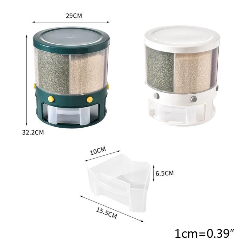 6 Grid Rotating Rice Storage Box Dispenser - MaviGadget