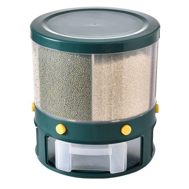 6 Grid Rotating Rice Storage Box Dispenser - MaviGadget