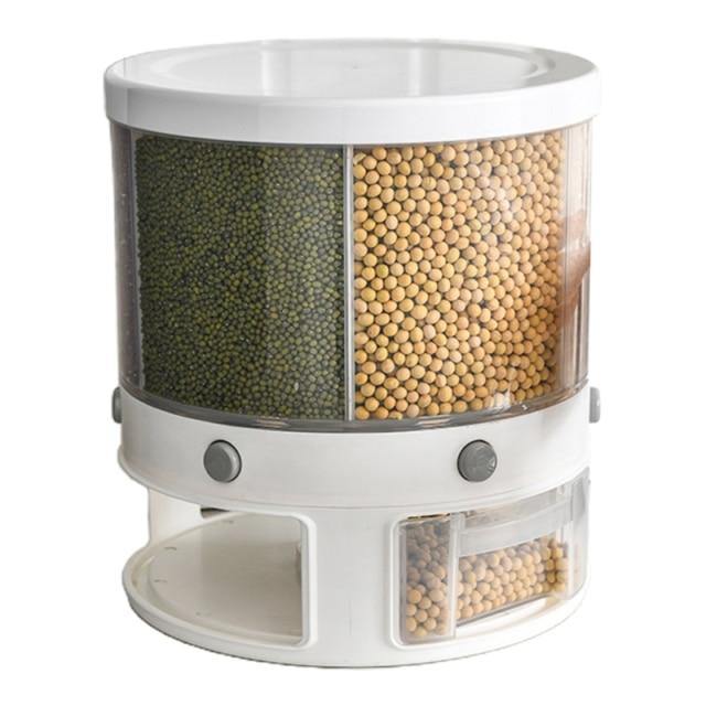 6 Grid Rotating Rice Storage Box Dispenser - MaviGadget
