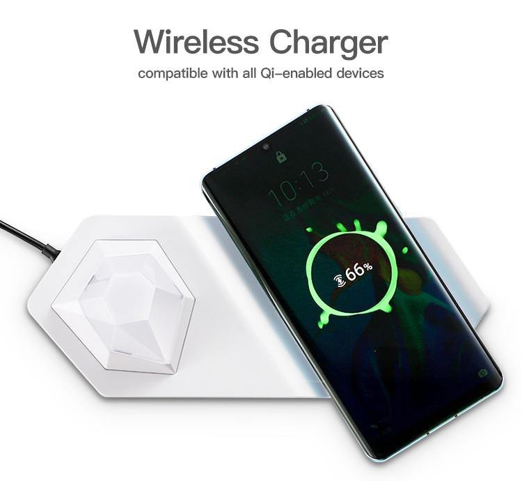 2in1 Diamond LED Night Light Wireless Charger - MaviGadget