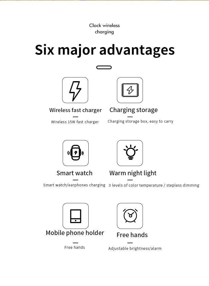 Modern Alarm Clock Wireless Charger Desk Lamp