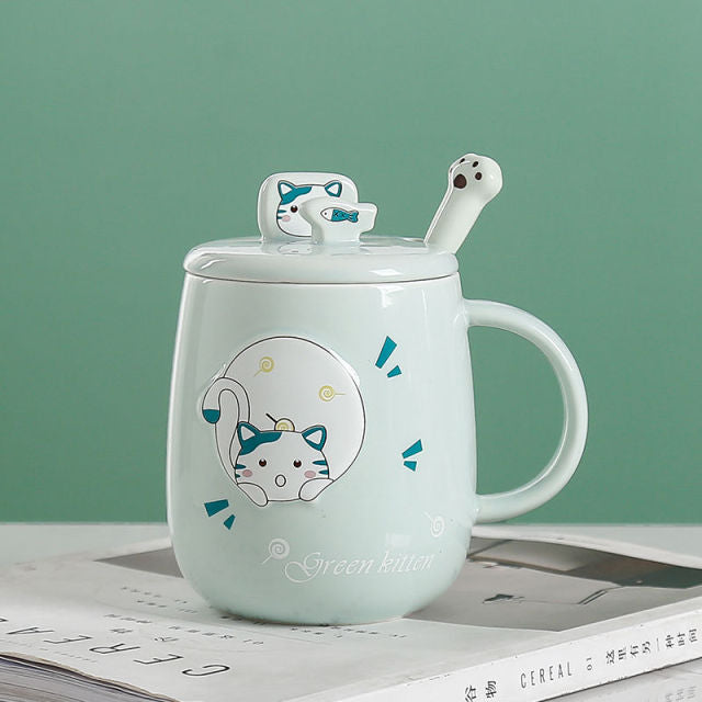 Cute Cartoon Kitty Mug Set