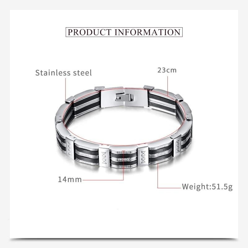 Luxury Black Silicone Stainless Steel Bracelet Men - MaviGadget