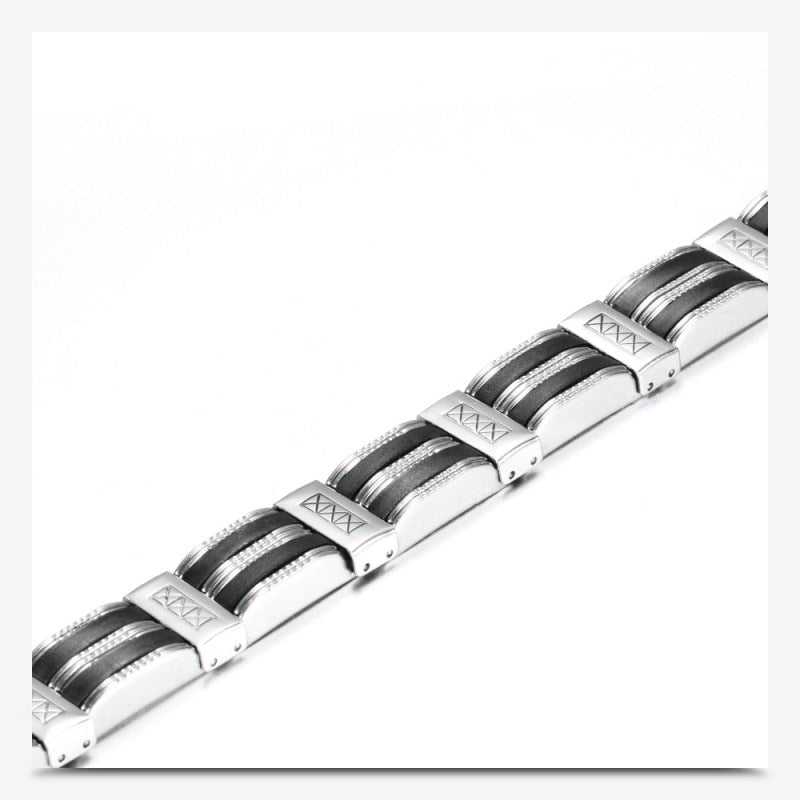 Luxury Black Silicone Stainless Steel Bracelet Men - MaviGadget