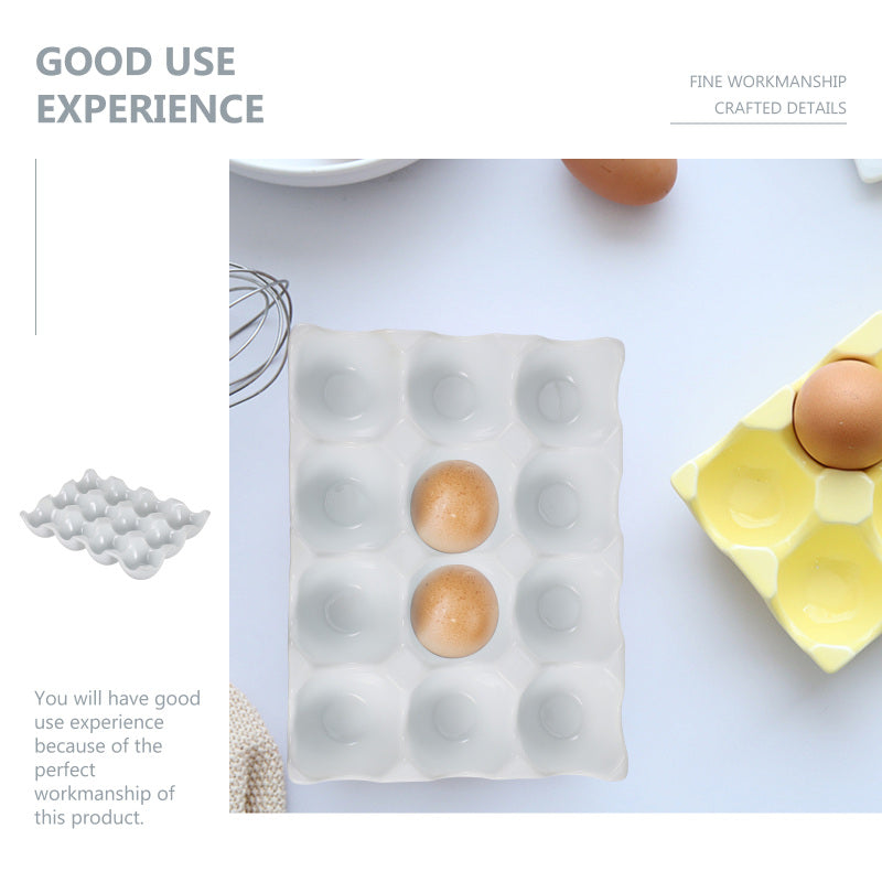 Creative 6 Grids White Ceramic Egg Tray - MaviGadget