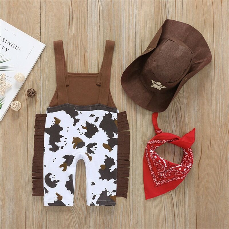 Baby Cowboy Hat+Bodysuit+Scarf Outfit Suit - MaviGadget