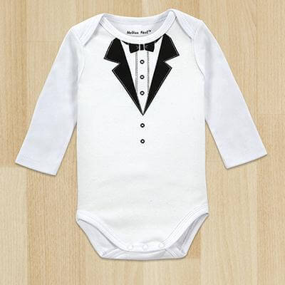 One-Pieces Baby Boy Gentleman Romper White Long Sleeve Baby bodysuit - MaviGadget