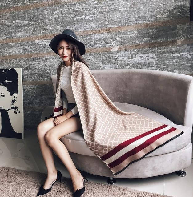 Scarf luxury brand Winter Poncho Pashmina Scarf Women - MaviGadget
