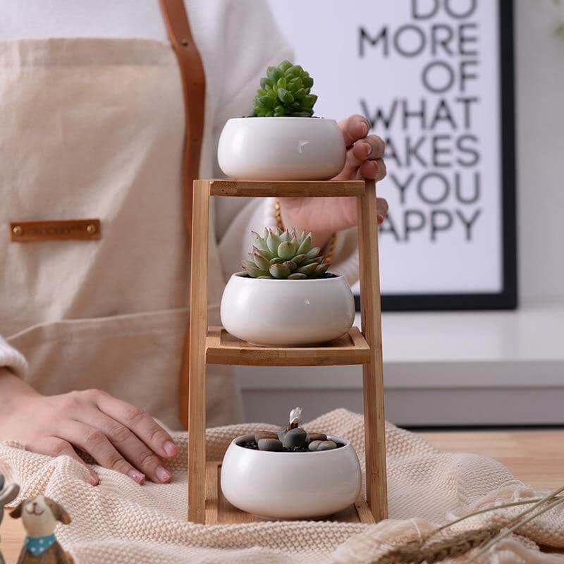 Modern Minimalist White Ceramic Flowerpot - MaviGadget