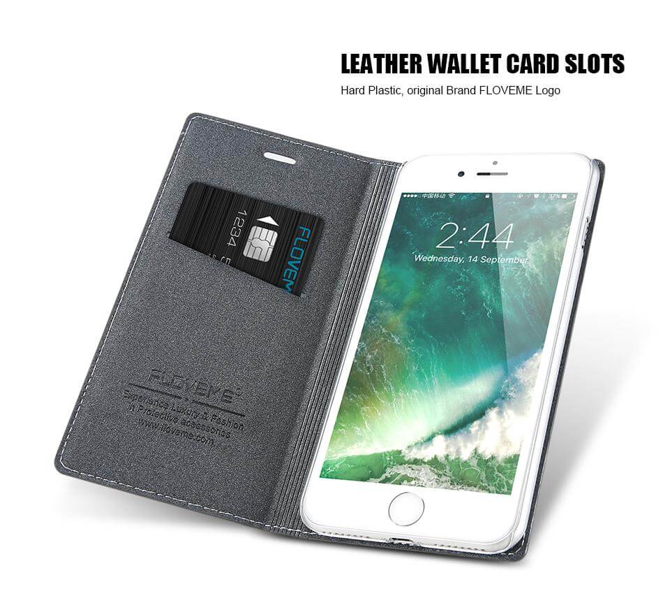 Luxury Flip Card Slot Leather Cases For iPhone X and Other Models - MaviGadget