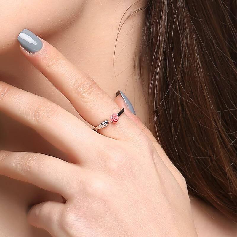 Fashion Skull Stainless Steel Red Rose Ring - MaviGadget