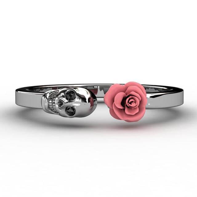 Fashion Skull Stainless Steel Red Rose Ring - MaviGadget