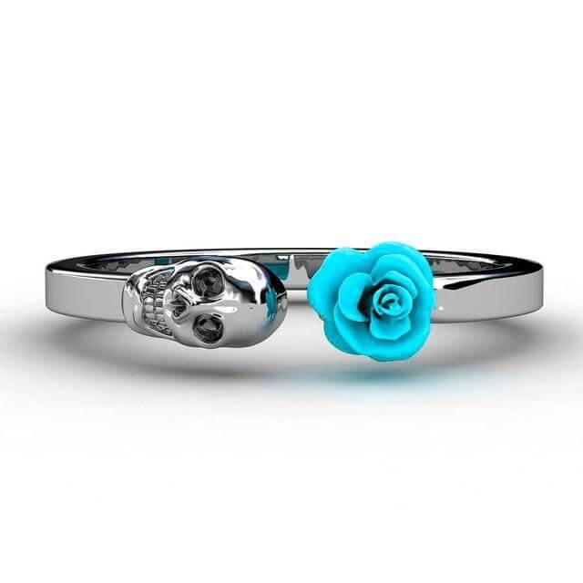 Fashion Skull Stainless Steel Red Rose Ring - MaviGadget