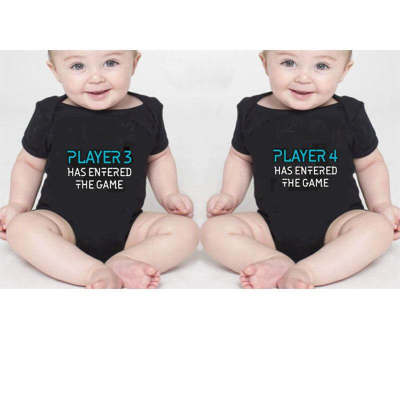 Twins Player 3 and Player 4 Has Entered The Game Set Twins Baby Bodysuits - MaviGadget