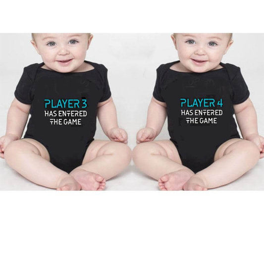Twins Player 3 and Player 4 Has Entered The Game Set Twins Baby Bodysuits - MaviGadget