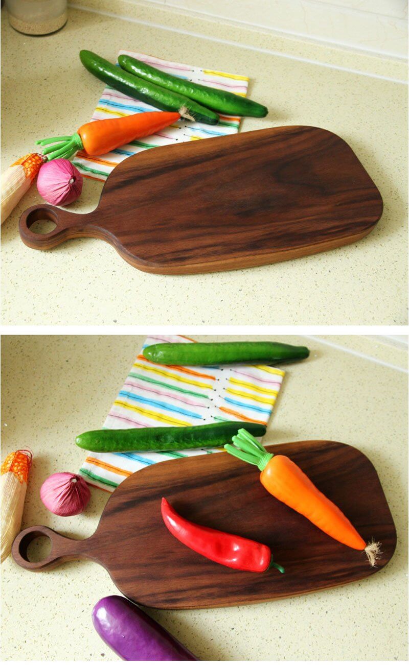 Japanese-style Walnut/Beech special-shaped Solid Wood Cutting Board - MaviGadget