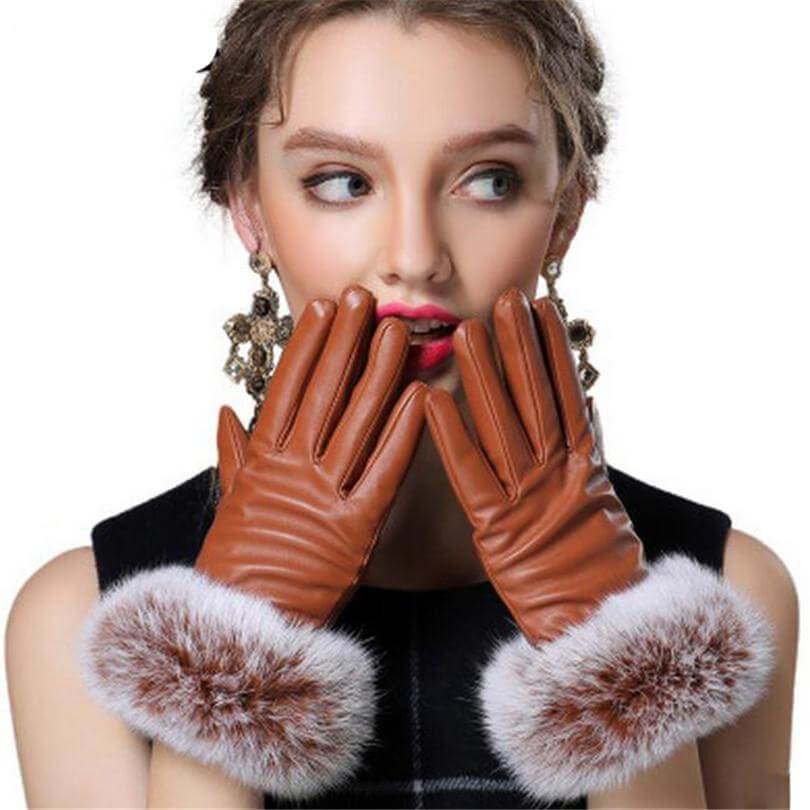 Women Genuine Rabbit Fur Gloves - MaviGadget