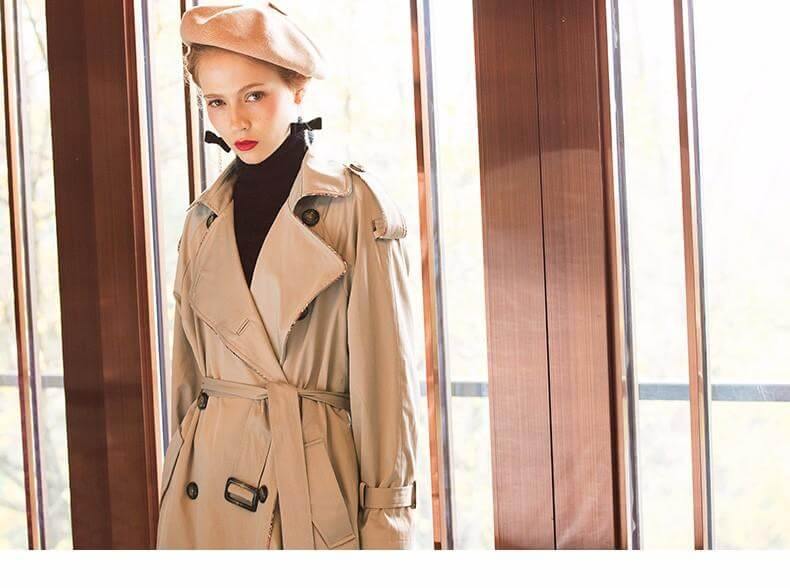 Autumn Fashion Modern Turn Down Collar Double Casual Long Trench - MaviGadget
