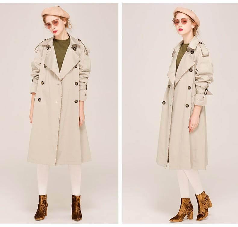 Autumn Fashion Modern Turn Down Collar Double Casual Long Trench - MaviGadget