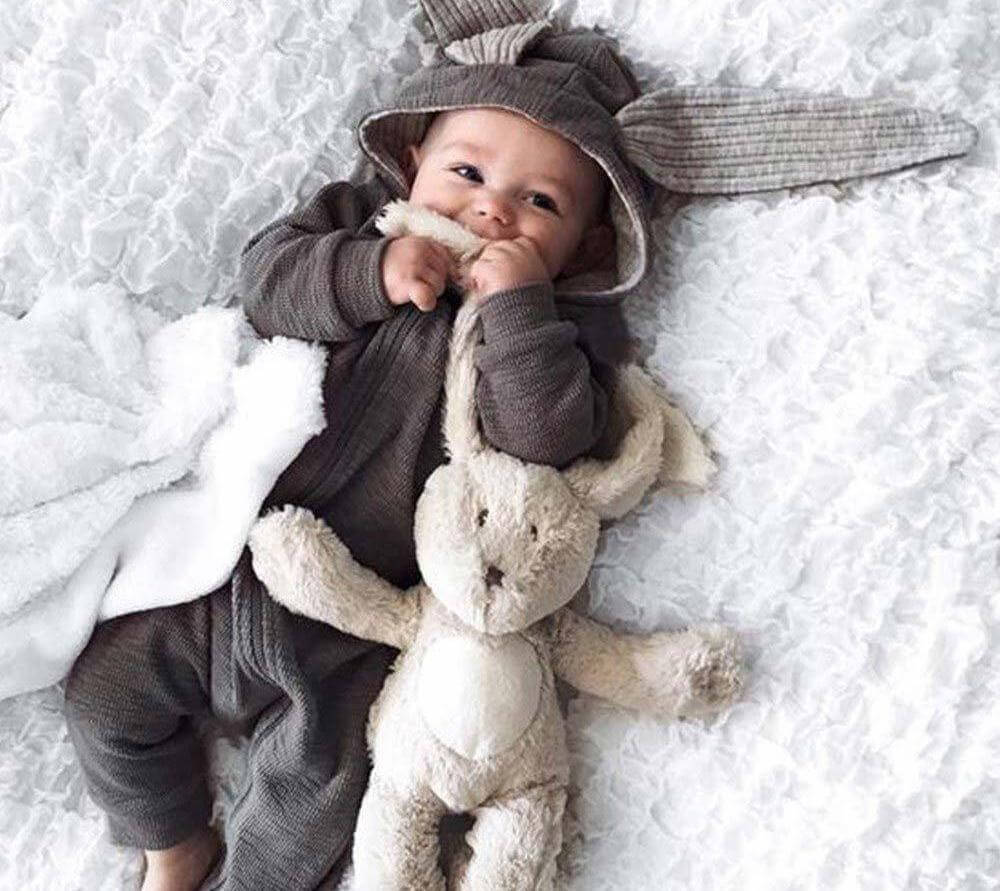 Warm Bunny Ear Rompers Winter Infant Rabbit Style Jumpsuit - MaviGadget