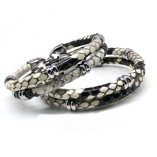 Black Python Skin Leather Bracelets - MaviGadget