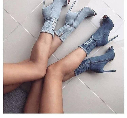 Charming Cute Women Jean High Heels - MaviGadget