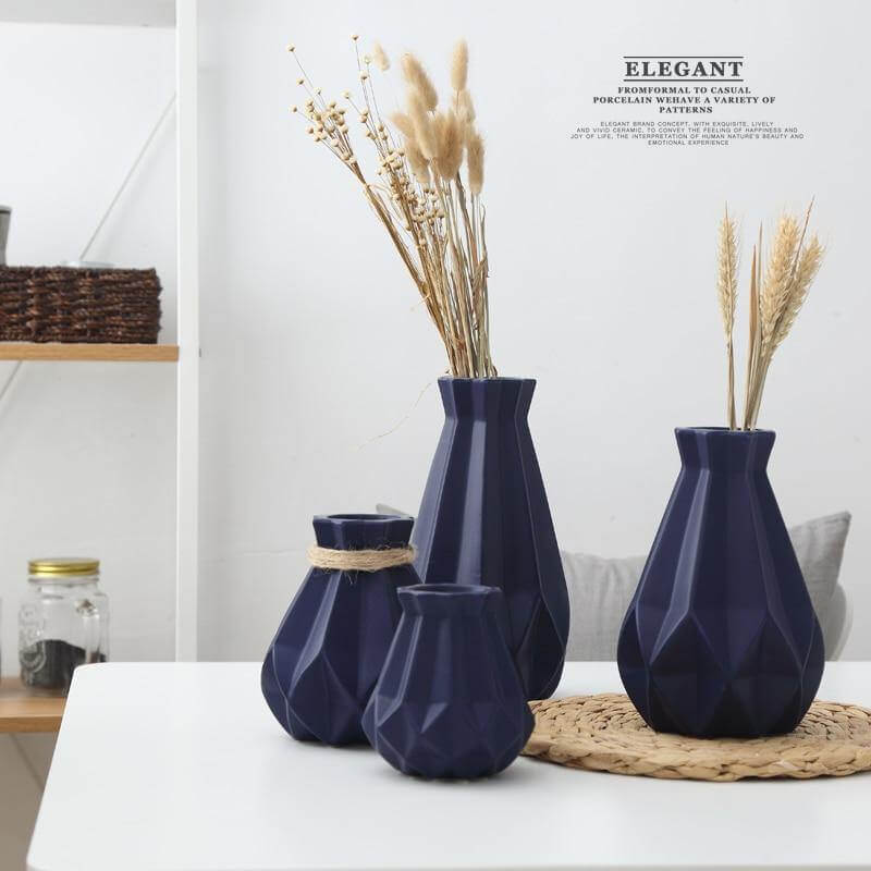 Modern Europe Brief Matt Diamond Porcelain Ceramic Vase - MaviGadget