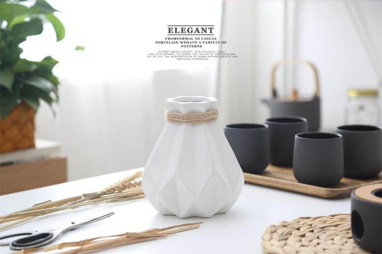 Modern Europe Brief Matt Diamond Porcelain Ceramic Vase - MaviGadget