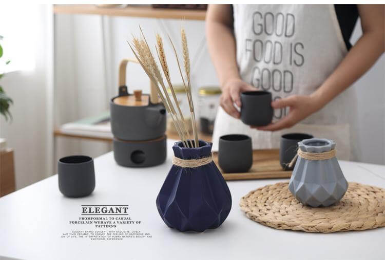 Modern Europe Brief Matt Diamond Porcelain Ceramic Vase - MaviGadget