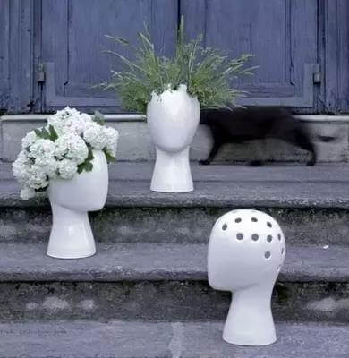 Creative Human Head White Black Decorative Ceramic Vase - MaviGadget
