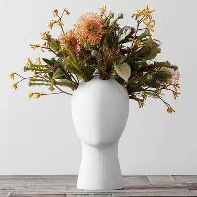 Creative Human Head White Black Decorative Ceramic Vase - MaviGadget