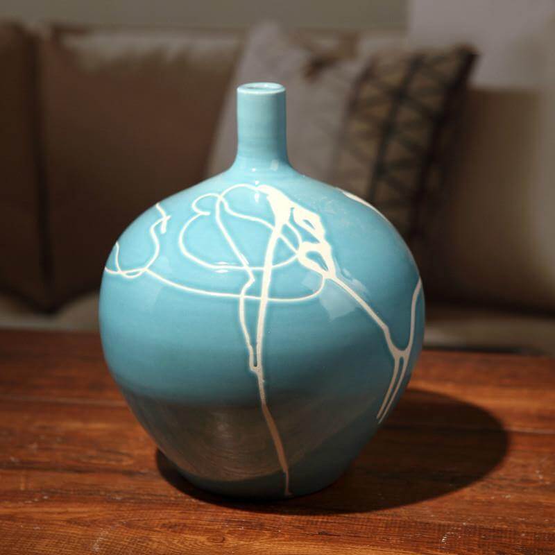 Creative Design Modern White Cream Blue Ceramic Vase - MaviGadget