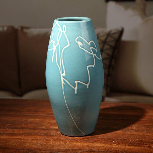 Creative Design Modern White Cream Blue Ceramic Vase - MaviGadget