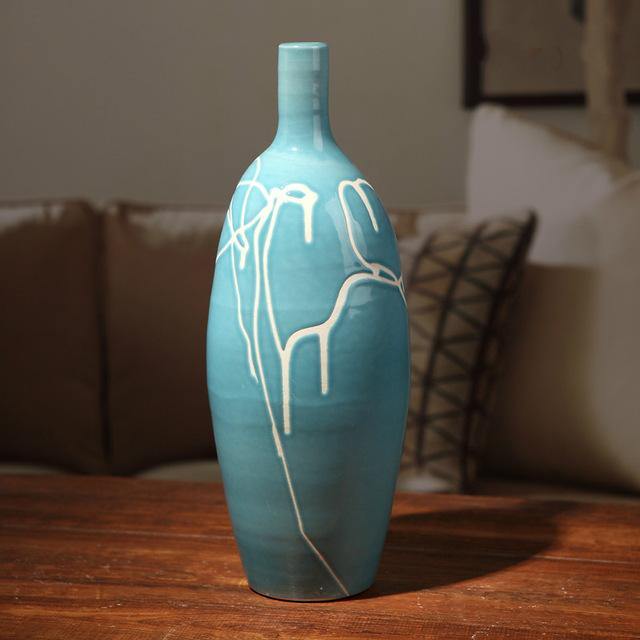 Creative Design Modern White Cream Blue Ceramic Vase - MaviGadget