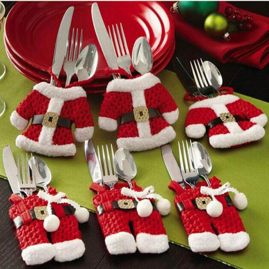 6 Pcs Christmas Xmas New Year Santa Silverware Holders - MaviGadget